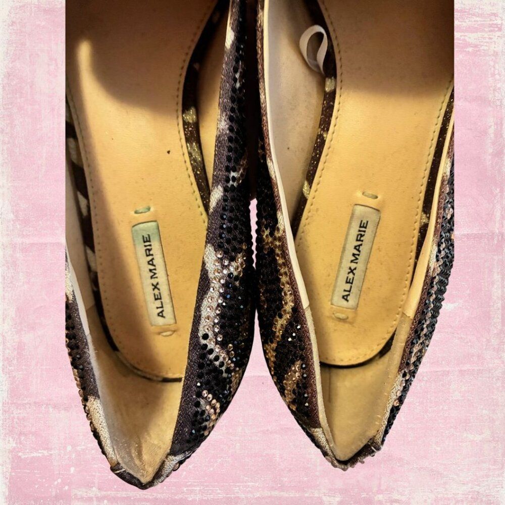 Alex Marie Flats Size 8.5 Women’s Embellished Animal Print Slip-On - Picture 3 of 6